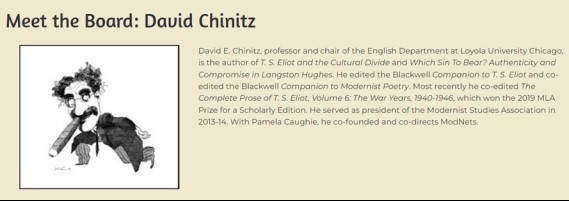 Screenshot of Meet the Board page about David Chinitz